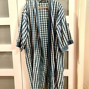 𝅺christian DIOR MONSIEUR vintage men’s stripped cotton denim robe. Size OS
